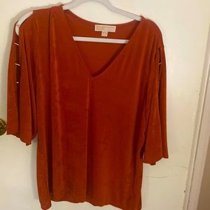 Michael Kors dressy top cut out sleeves gold accents like new shimmery